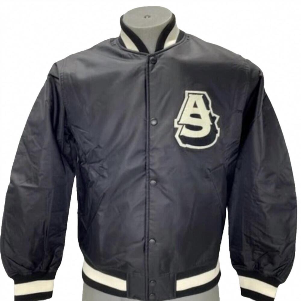 NEW ALPHASTYLE men's barren primary full snap varsity jacket in black